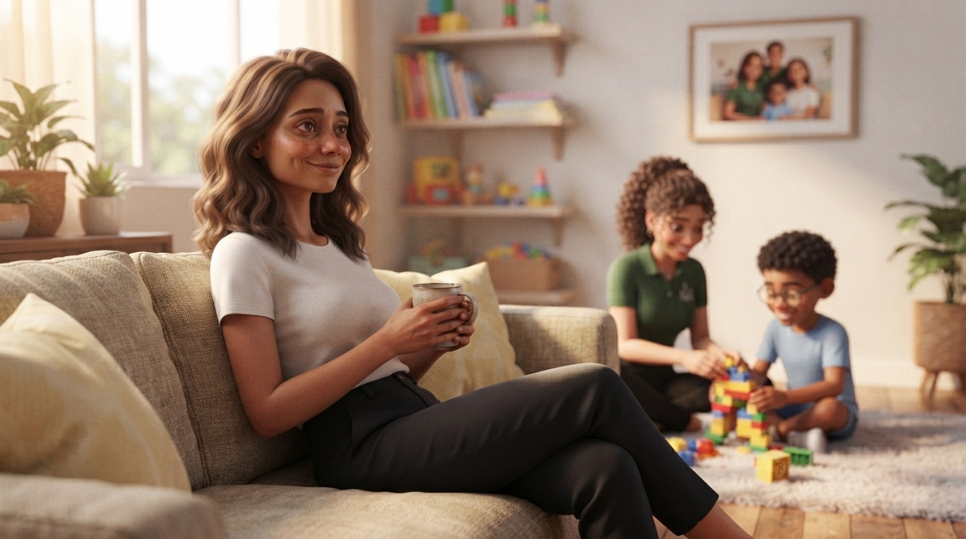 Nana com tablet e cadeado, segurança e certificação